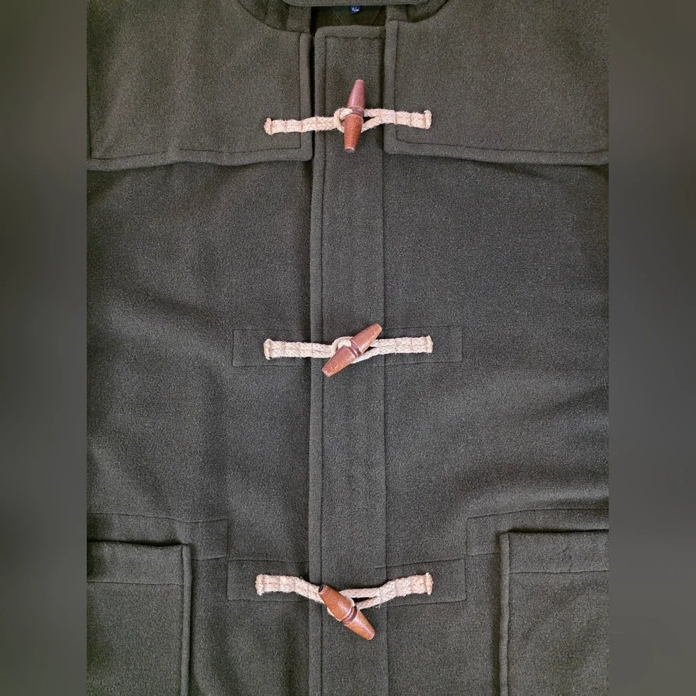 Vintage 90s Tommy Hilfiger Wool Duffle Coat Hooded Toggle Jacket XL